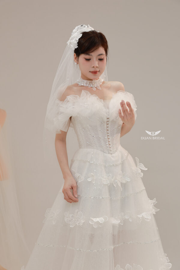 Opal Veil - Off-shoulder A-line sequin wedding dress
