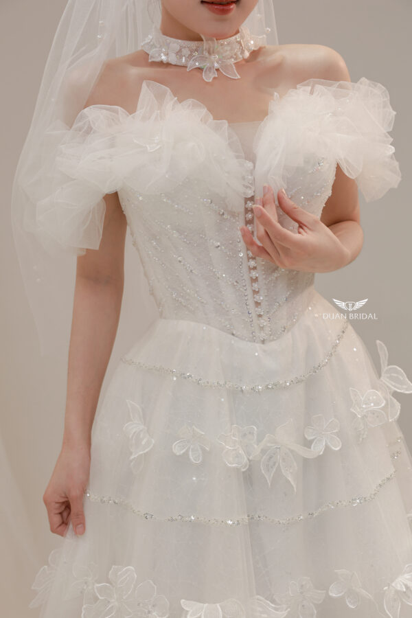 Opal Veil - Off-shoulder A-line sequin wedding dress