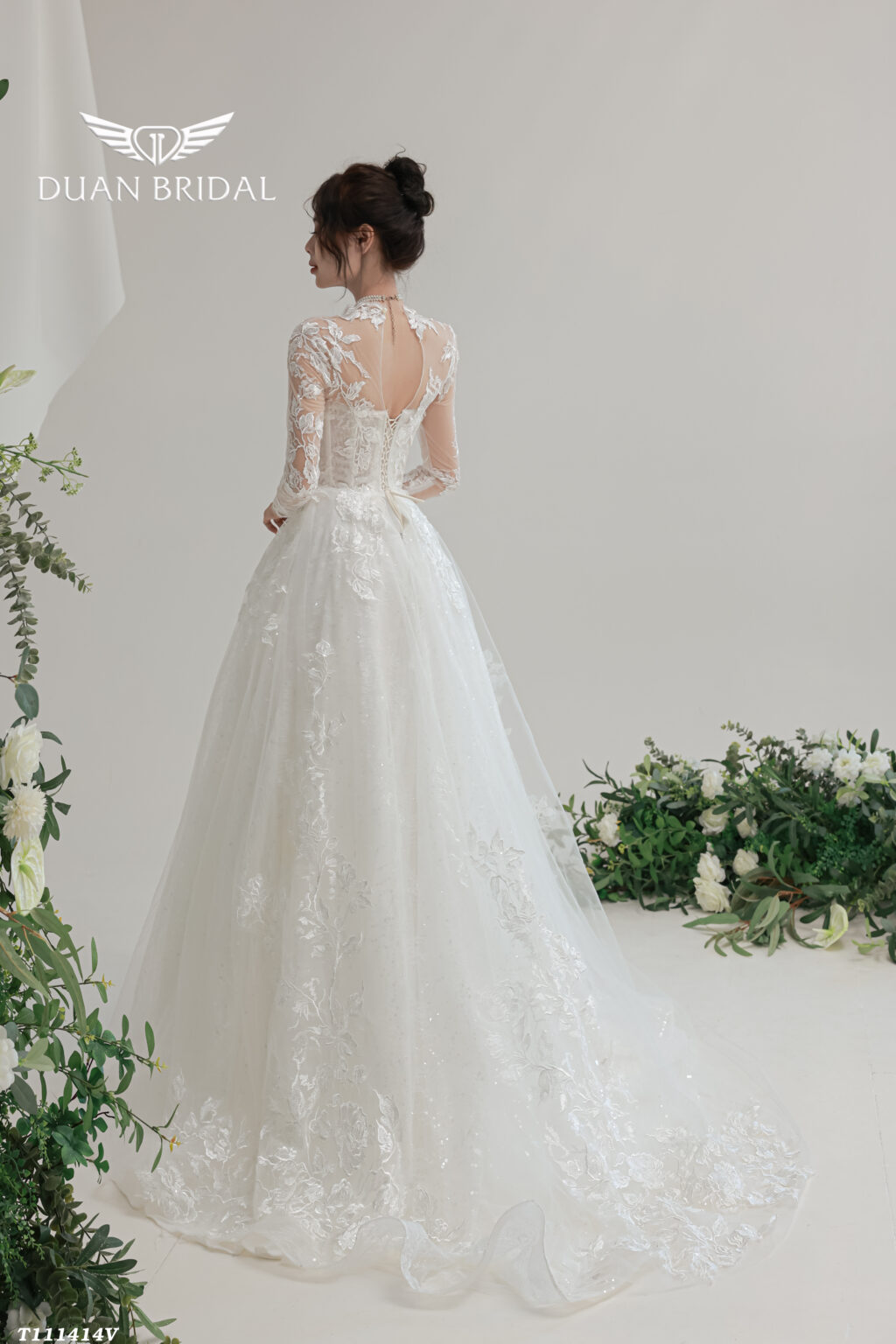 Clarisse - long sleeve A-line wedding dress - 4