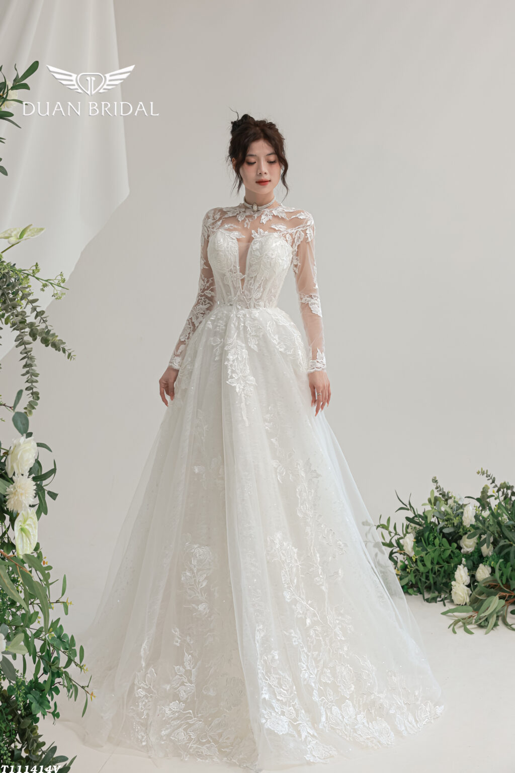 Clarisse - long sleeve A-line wedding dress - 2