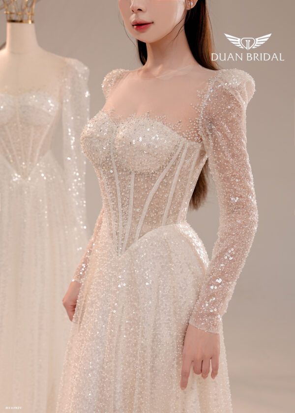 Viora - long sleeve A-line wedding dress - 2