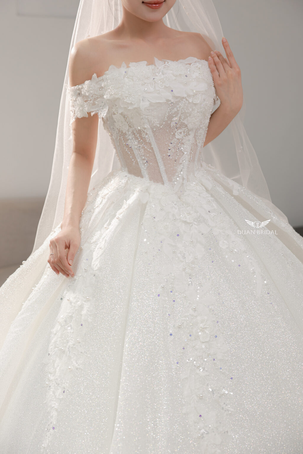 Estelle - Sleeveless floral corset ball gown wedding dress