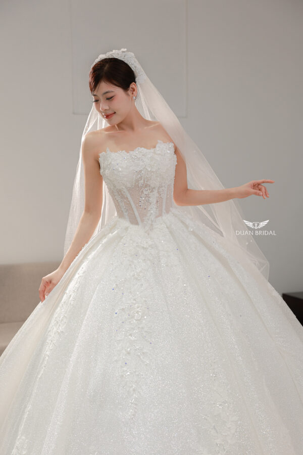 Estelle - Sleeveless floral corset ball gown wedding dress