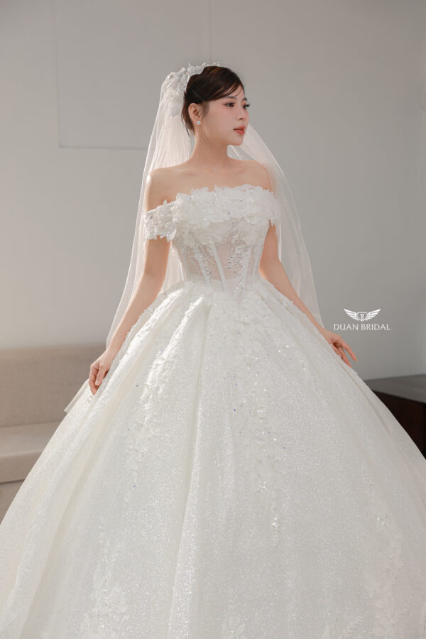 Estelle - Sleeveless floral corset ball gown wedding dress