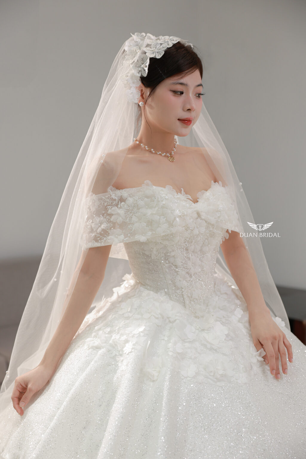 Bloom - 3D floral off-shoulder ball gown wedding dress