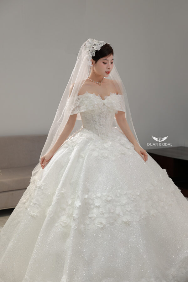 Bloom - 3D floral off-shoulder ball gown wedding dress