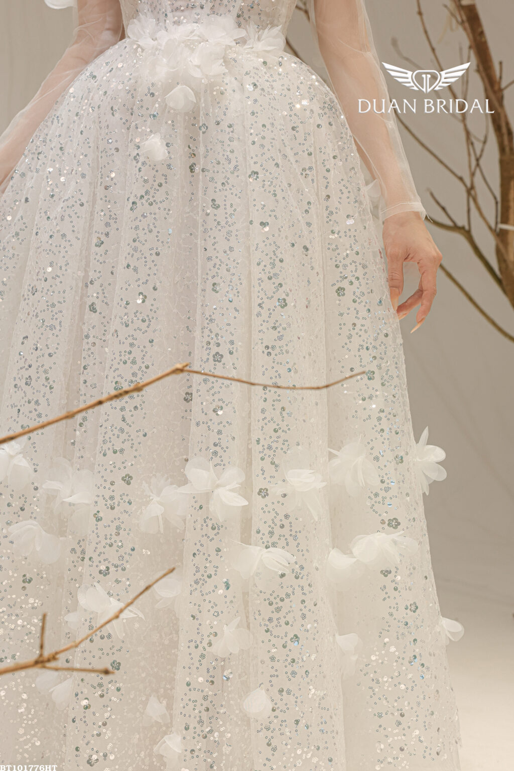 Odessa - detachable sleeve A-line wedding dress - 2