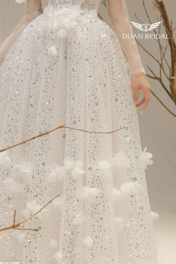 Odessa - detachable sleeve A-line wedding dress - 2