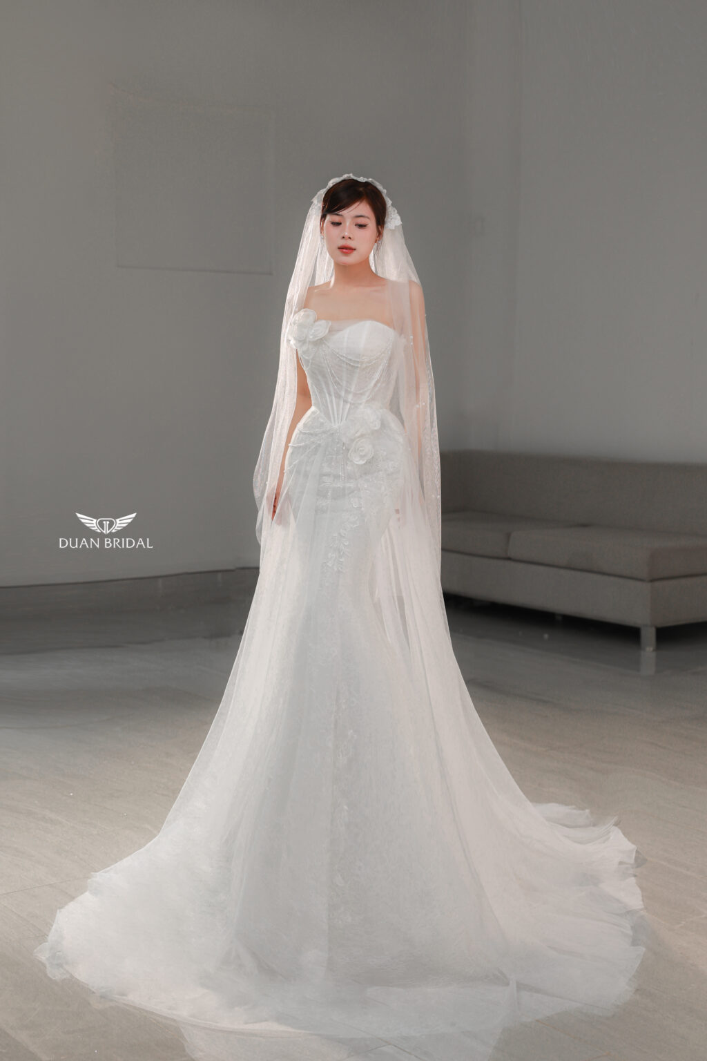 Eliselle - Sleeveless floral lace mermaid wedding dress