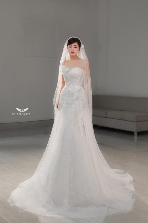 Eliselle - Sleeveless floral lace mermaid wedding dress