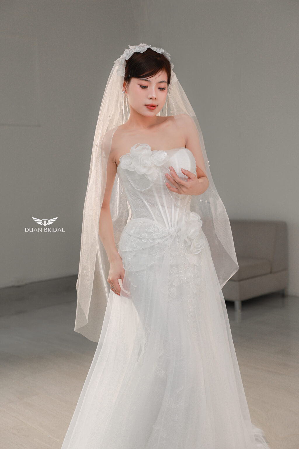Eliselle - Sleeveless floral lace mermaid wedding dress