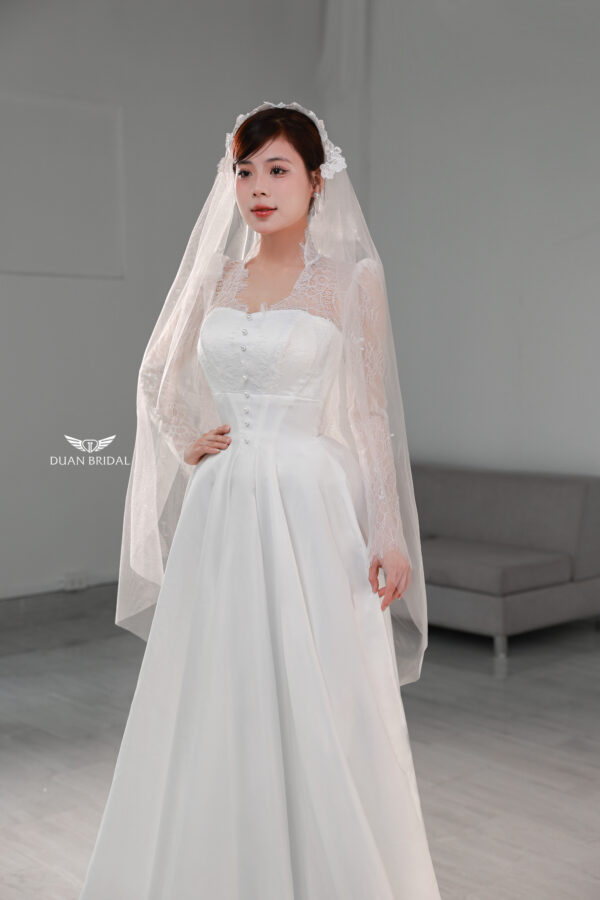 Lyssa Grace - Elegant long sleeve A-line wedding dress