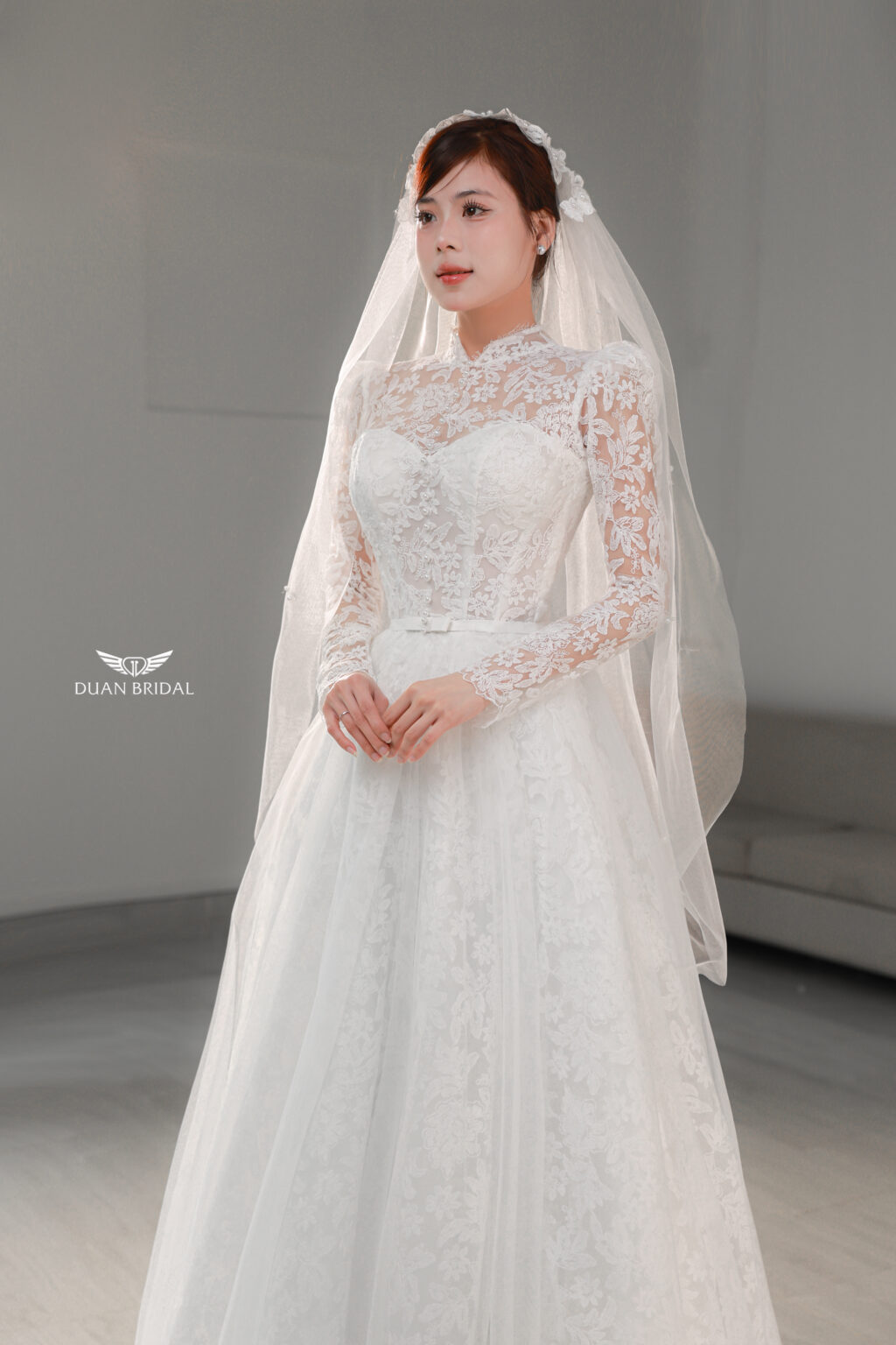 Oralys - Long sleeve illusion lace A-line wedding dress
