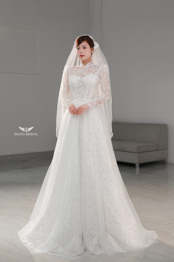 Oralys - Long sleeve illusion lace A-line wedding dress