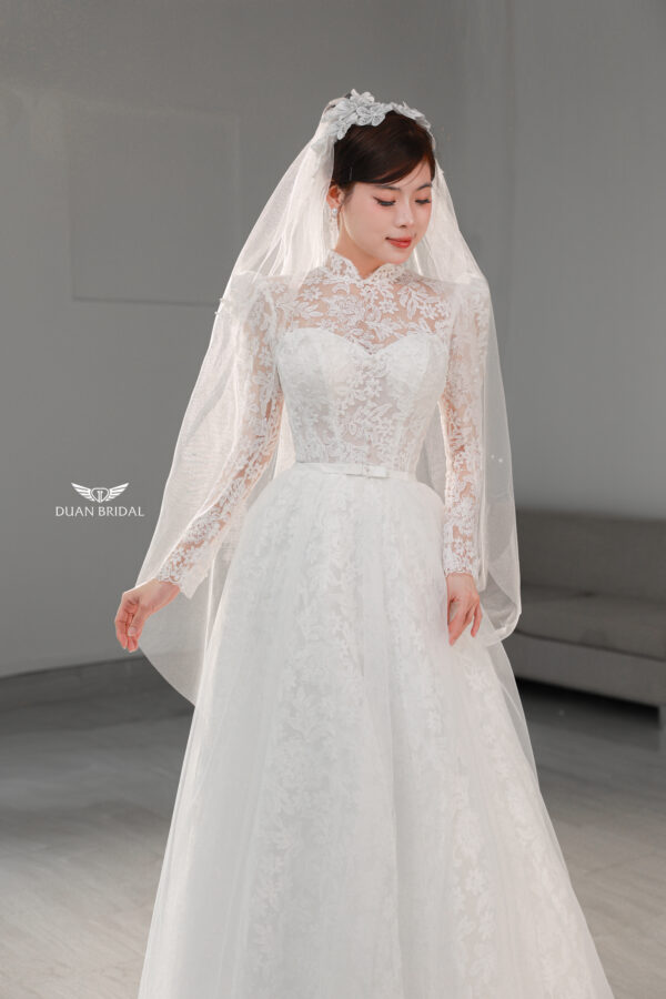 Oralys - Long sleeve illusion lace A-line wedding dress