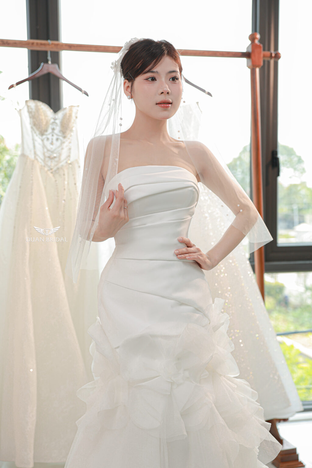 Lunelle - Sleeveless soft mermaid wedding dress with draped bodice