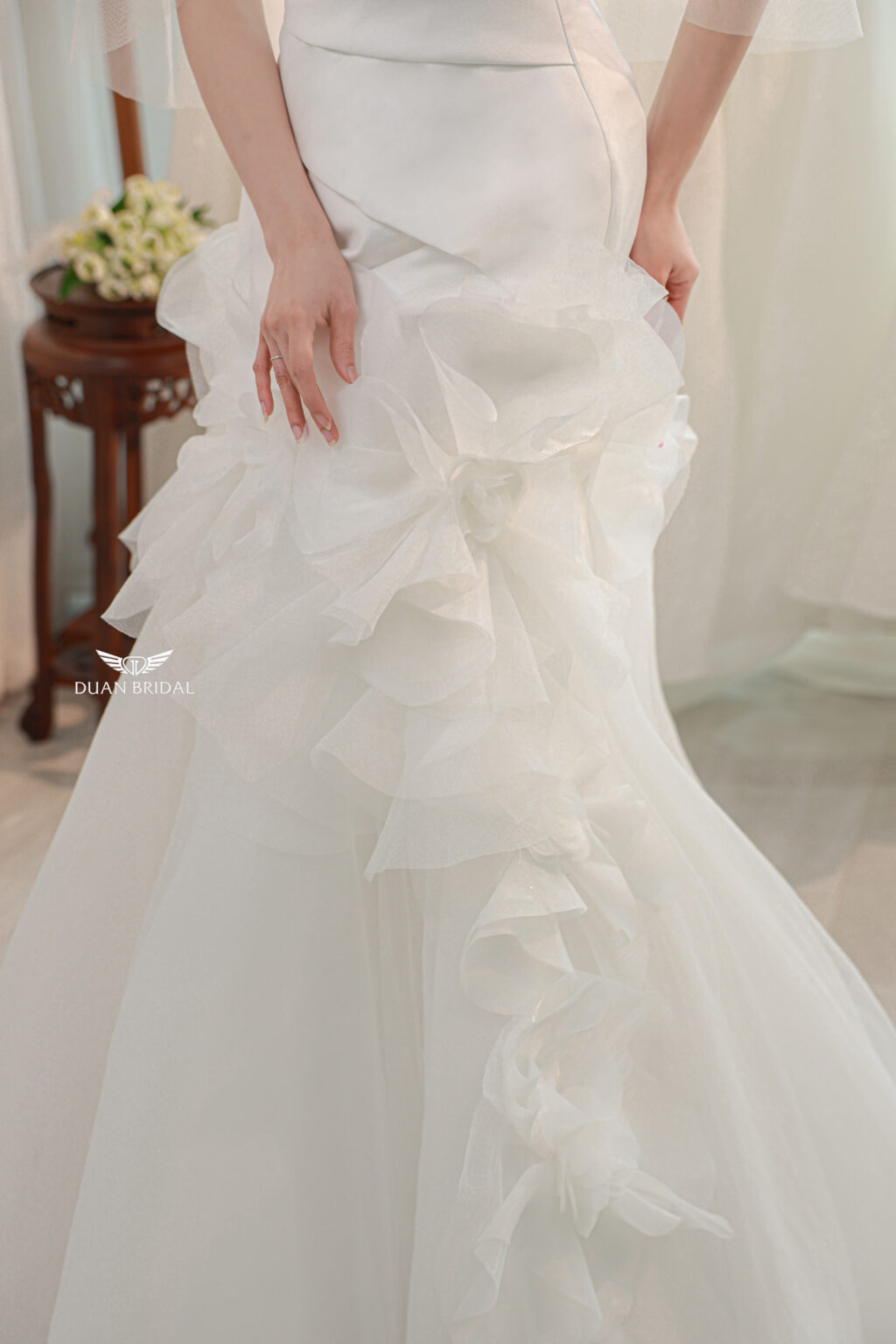 Lunelle - Sleeveless soft mermaid wedding dress with draped bodice