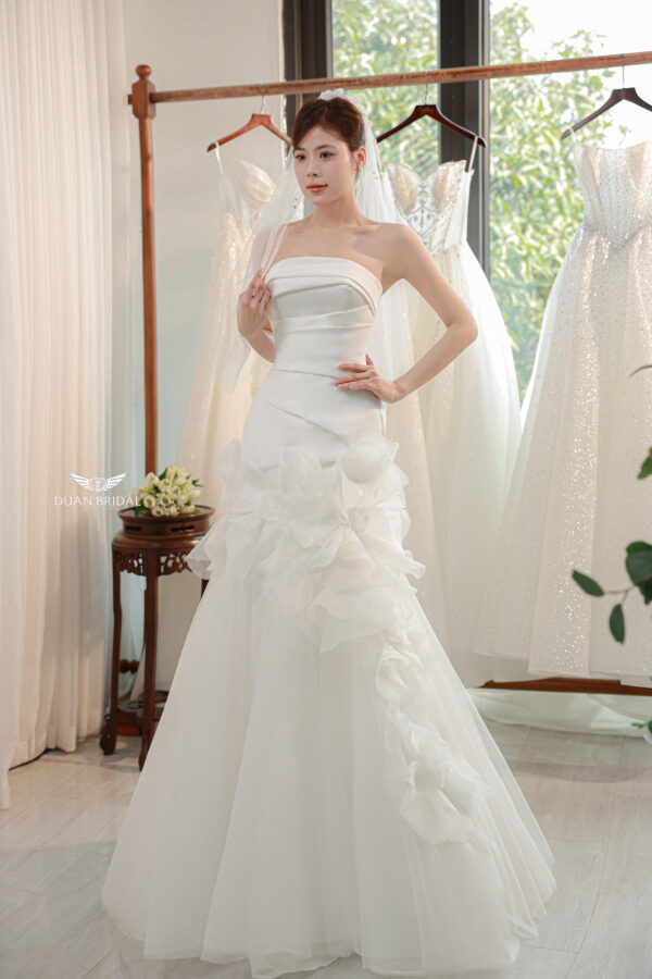 Lunelle - Sleeveless soft mermaid wedding dress with draped bodice