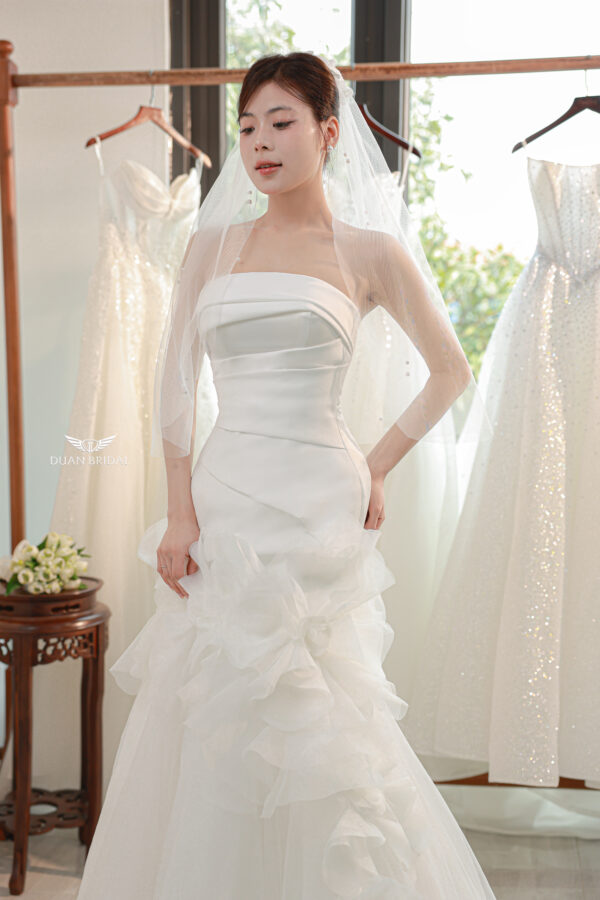 Lunelle - Sleeveless soft mermaid wedding dress with draped bodice