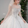 Vesta Blanche - Glitter corset long sleeve ball gown wedding dress