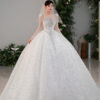 Vesta Blanche - Glitter corset long sleeve ball gown wedding dress