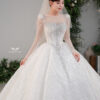Vesta Blanche - Glitter corset long sleeve ball gown wedding dress