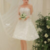 Nouvela - Detachable sleeve mini wedding dress