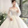 Maevia - Off-shoulder long sleeve ball gown wedding dress