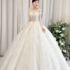 Maevia - Off-shoulder long sleeve ball gown wedding dress - 4
