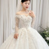 Maevia - Off-shoulder long sleeve ball gown wedding dress - 2