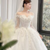 Maevia - Off-shoulder long sleeve ball gown wedding dress - 3
