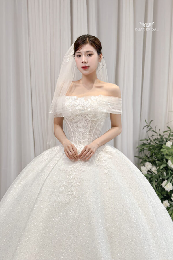 Lynora - Off-shoulder ball gown with corset wedding dress