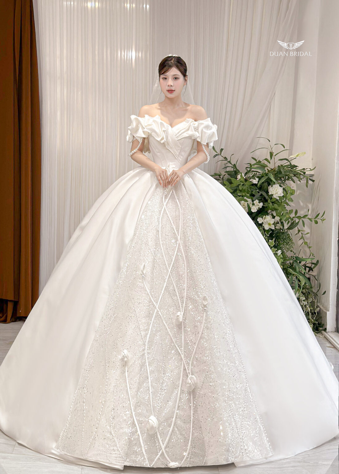 Mirell - off-shoulder ball gown wedding dress - 4