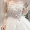Azréa - Detachable sleeve ball gown with floral lace - 2