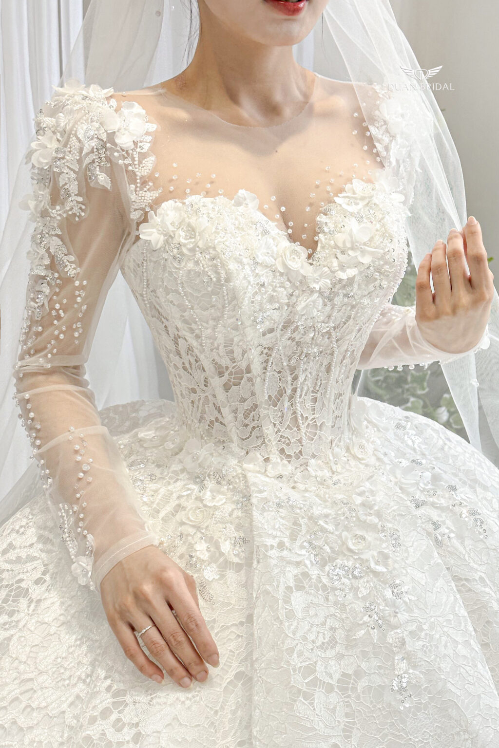 Velmir - long sleeve ball gown wedding dress - 3