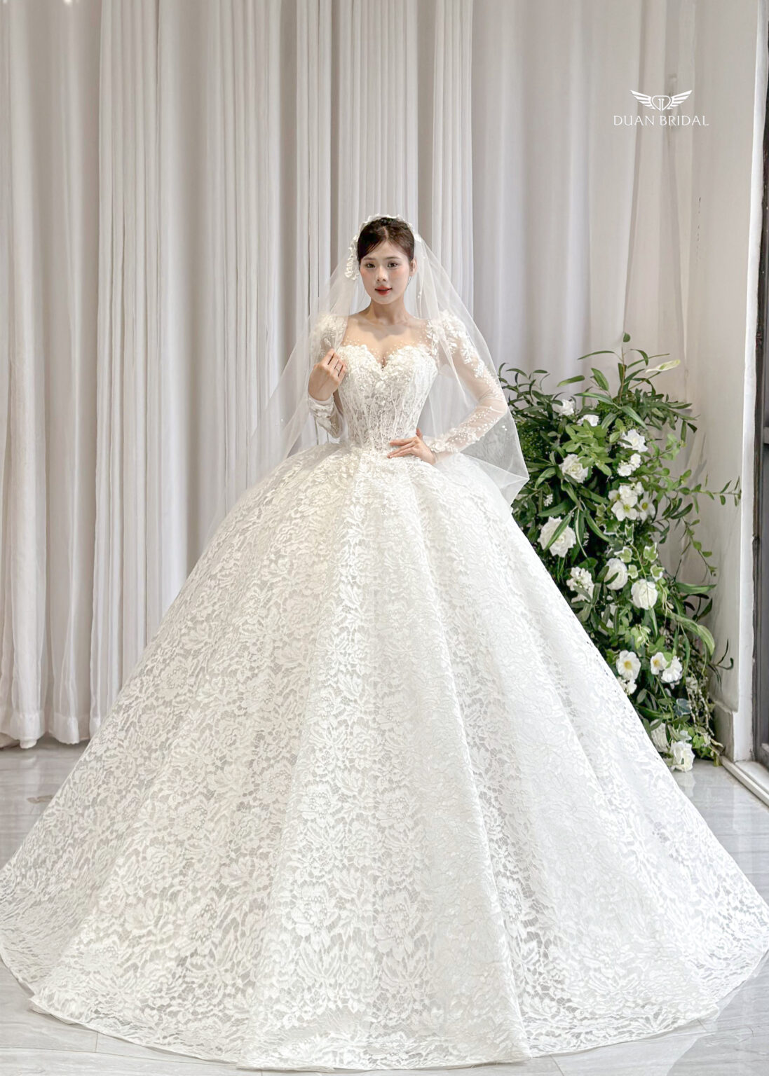 Velmir - long sleeve ball gown wedding dress - 4