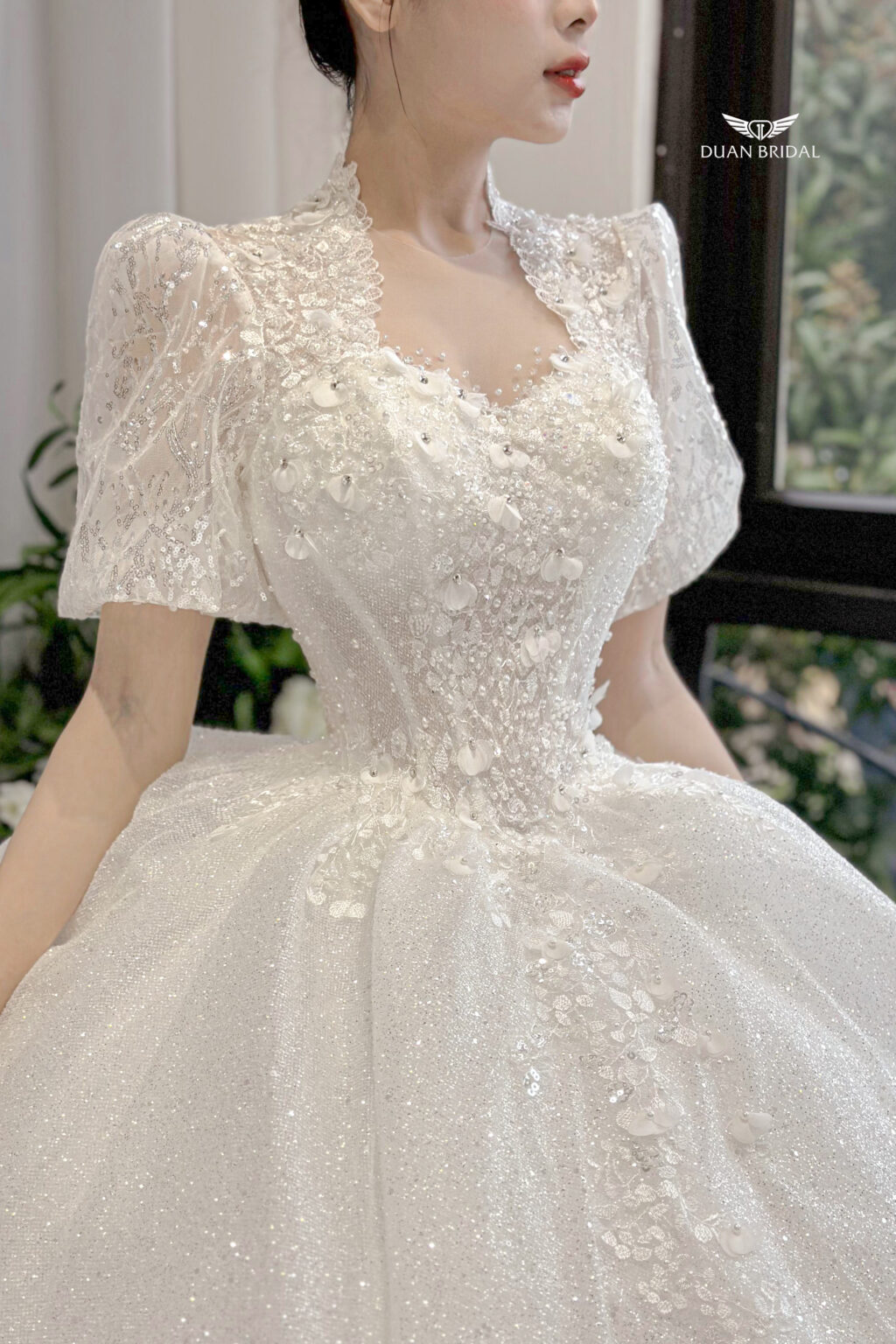 Clerynd - short sleeve ball gown wedding dress - 3