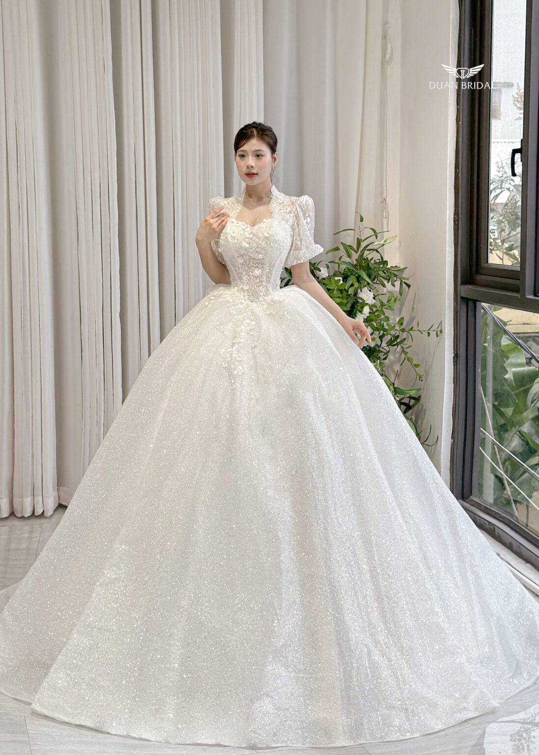 Clerynd - short sleeve ball gown wedding dress - 4