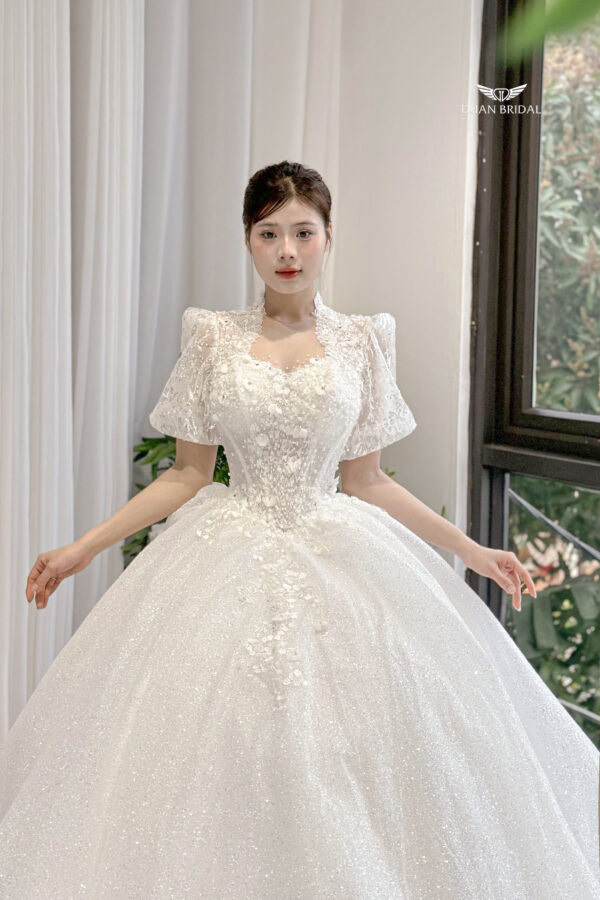 Clerynd - short sleeve ball gown wedding dress