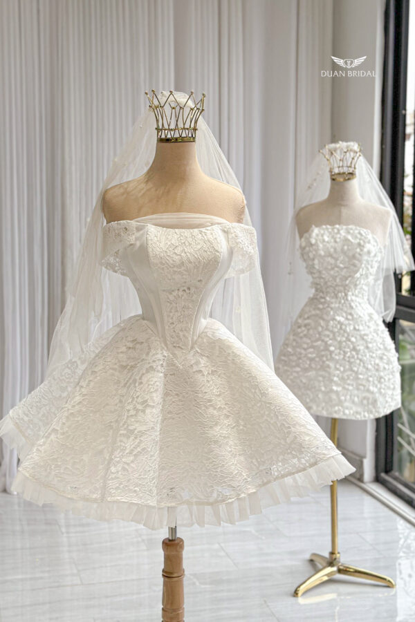 Isolde - off-shoulder mini wedding dress