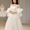 Sylith - detachable sleeve A-line wedding dress