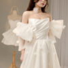 Sylith - detachable sleeve A-line wedding dress - 3