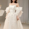 Sylith - detachable sleeve A-line wedding dress - 2