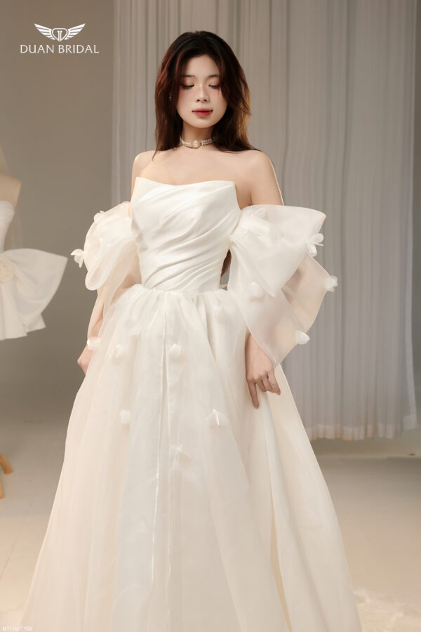 Sylith - detachable sleeve A-line wedding dress - 2
