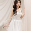 Noiré - detachable sleeve mini wedding dress