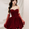 Noiré - detachable sleeve mini wedding dress - 4