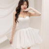 Noiré - detachable sleeve mini wedding dress - 2