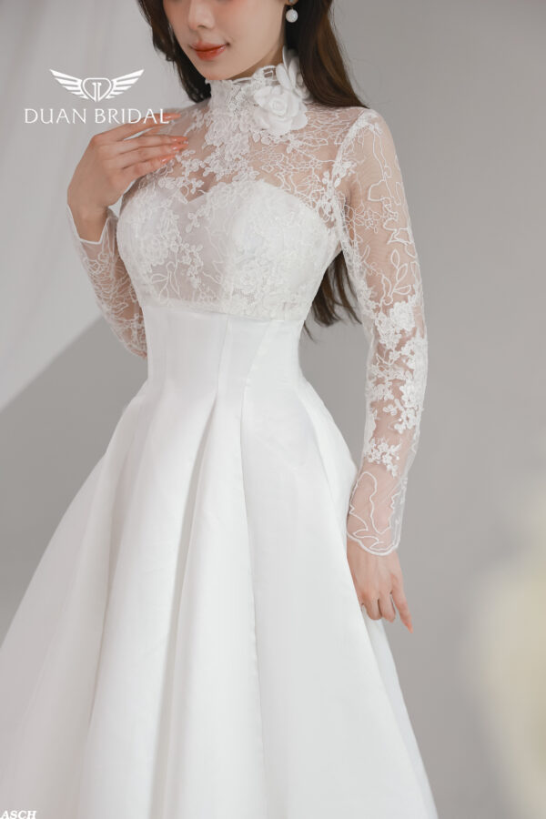 Solenne - long sleeve A-line wedding dress - 2