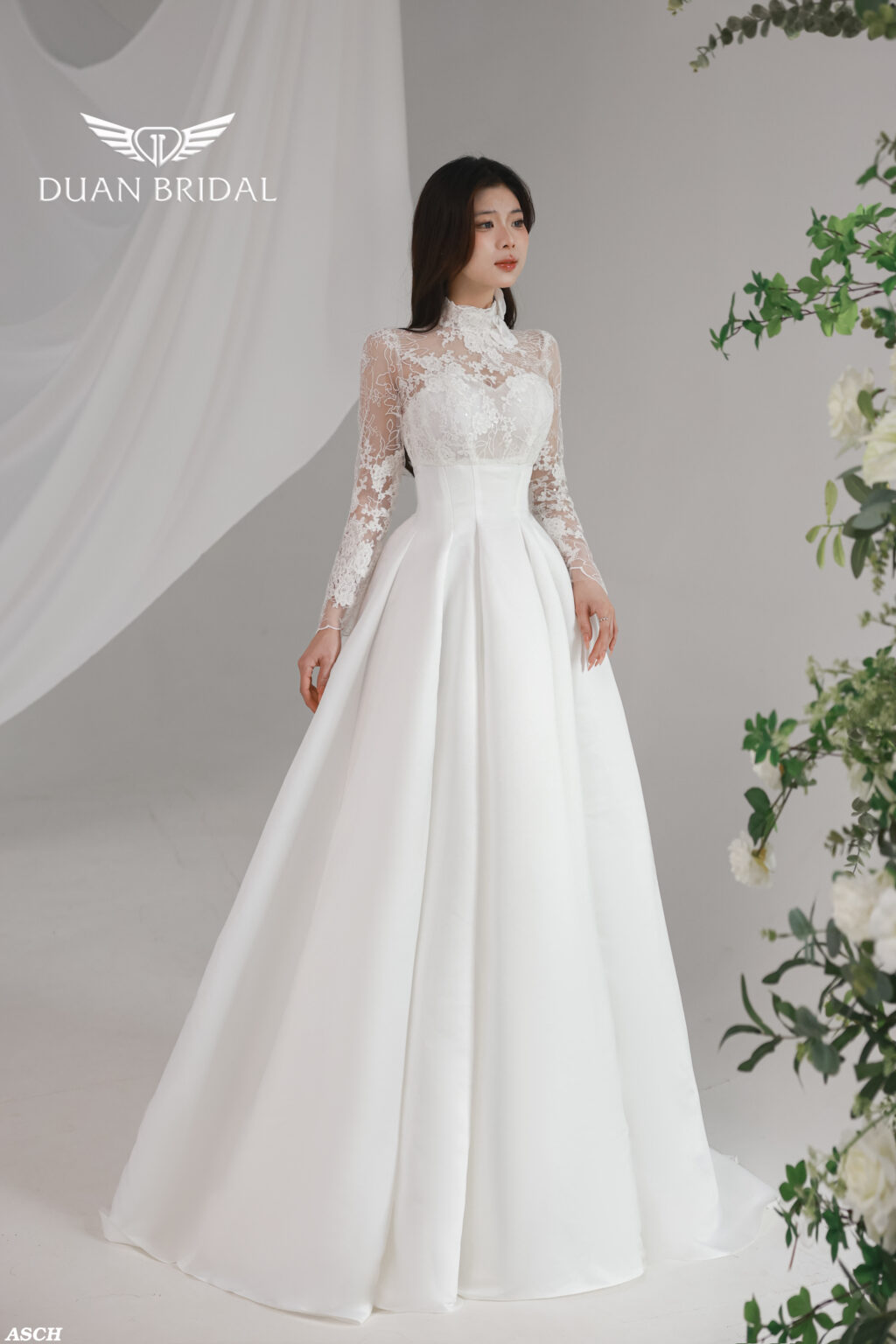 Solenne - long sleeve A-line wedding dress - 3