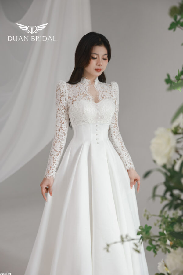 Elthira - long sleeve A-line wedding dress - 2
